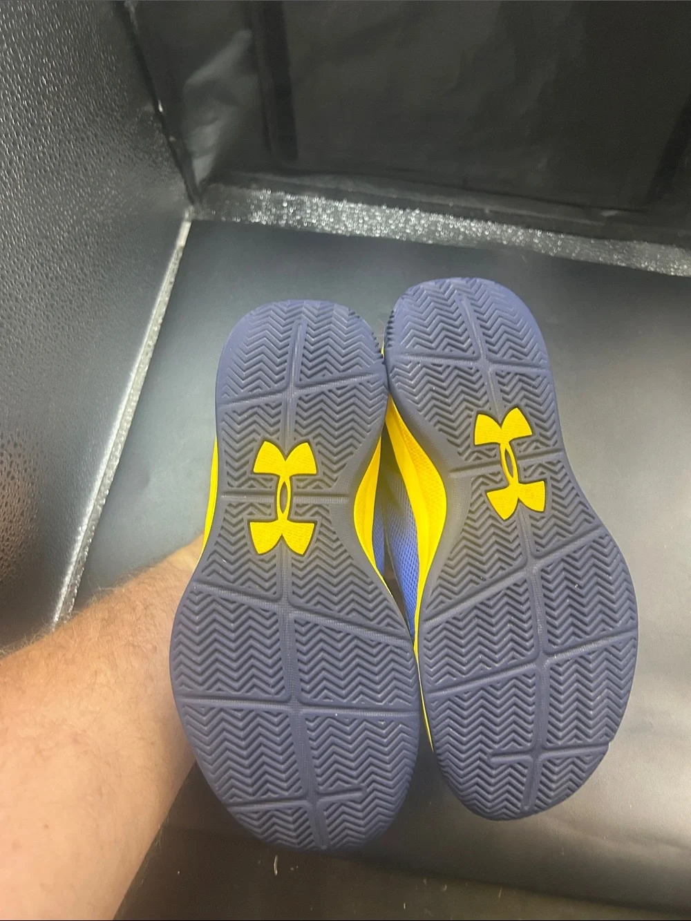 Under Armour Kids Blue and Yellow Mesh Athletic Sneakers